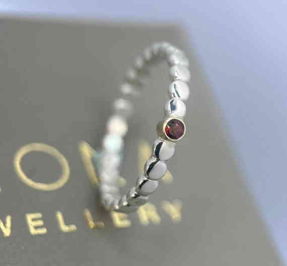 Dotted Garnet Ring