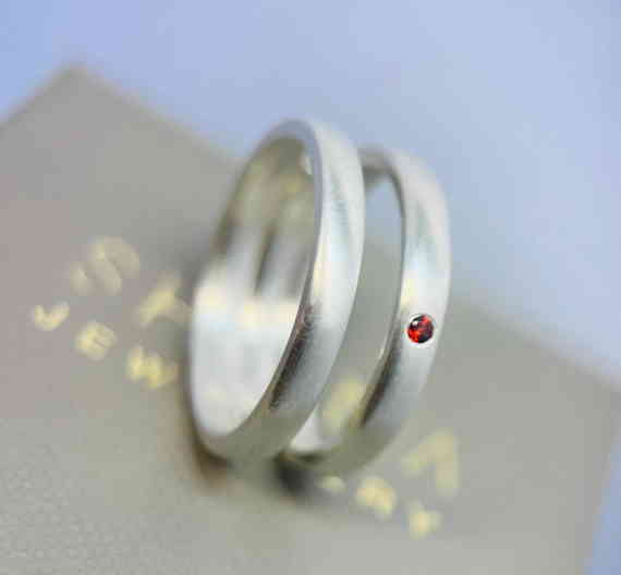 Double Band Garnet Ring