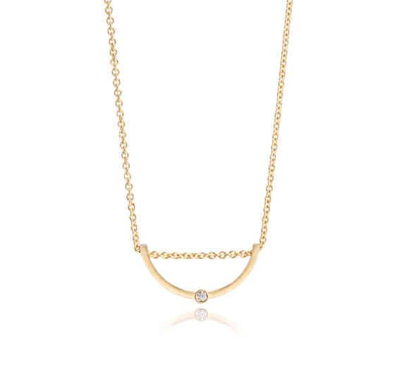 Gold Dimond Crscent Necklace