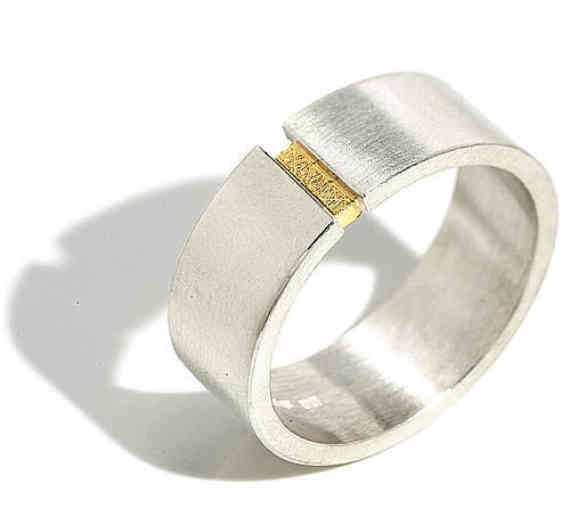 Gold Insert Wide Band Ring
