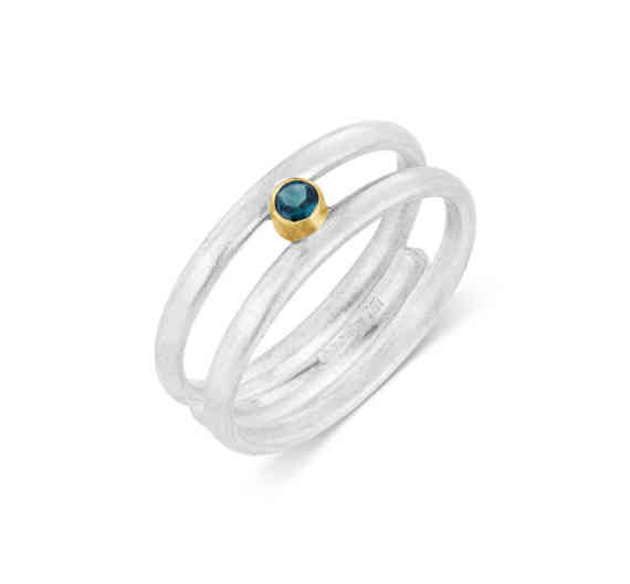 Teal Sapphire Double Band Ring