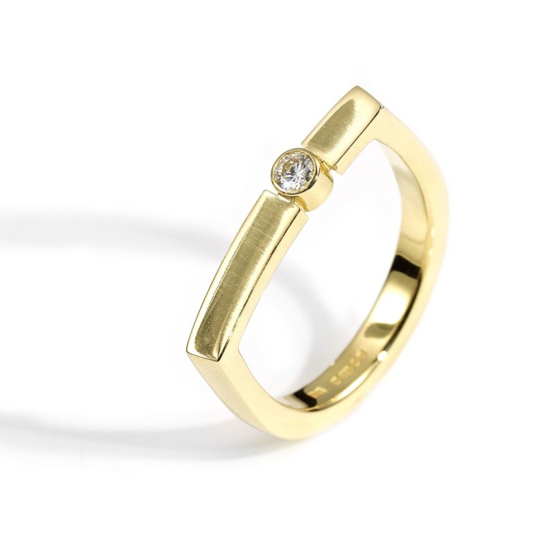 Gold U-Shape Diamond Ring