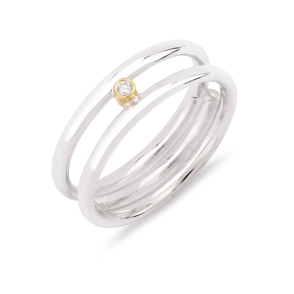 1 Diamond Slim Double Band Ring