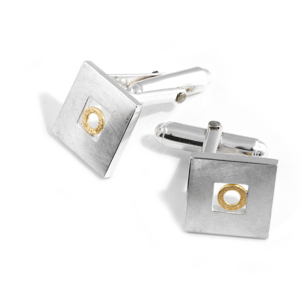 2048 Cufflinks With Gold Circle