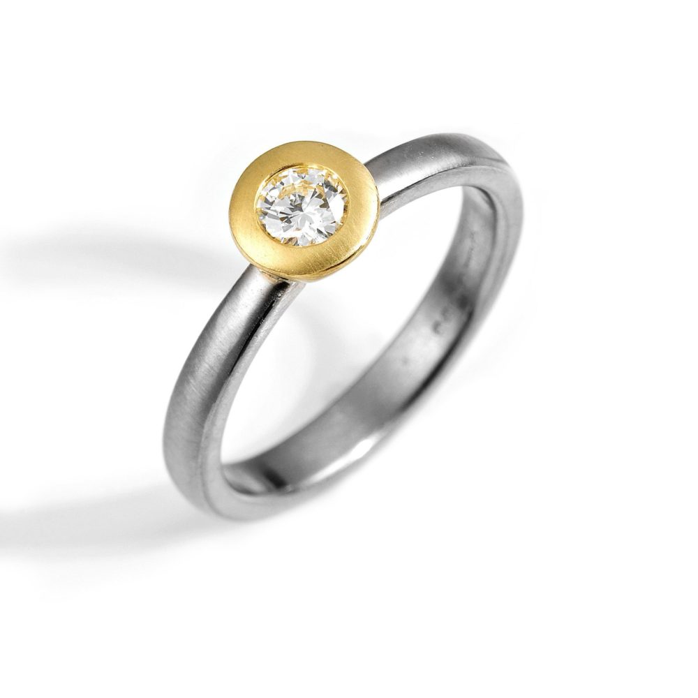 Mixed Gold Collet Ring | Shona, Glasgow Jewellery Designer