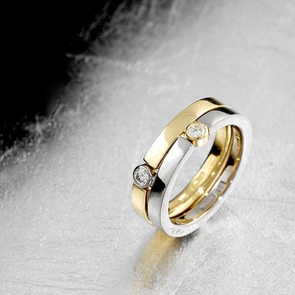 Two toned hot sale diamond rings