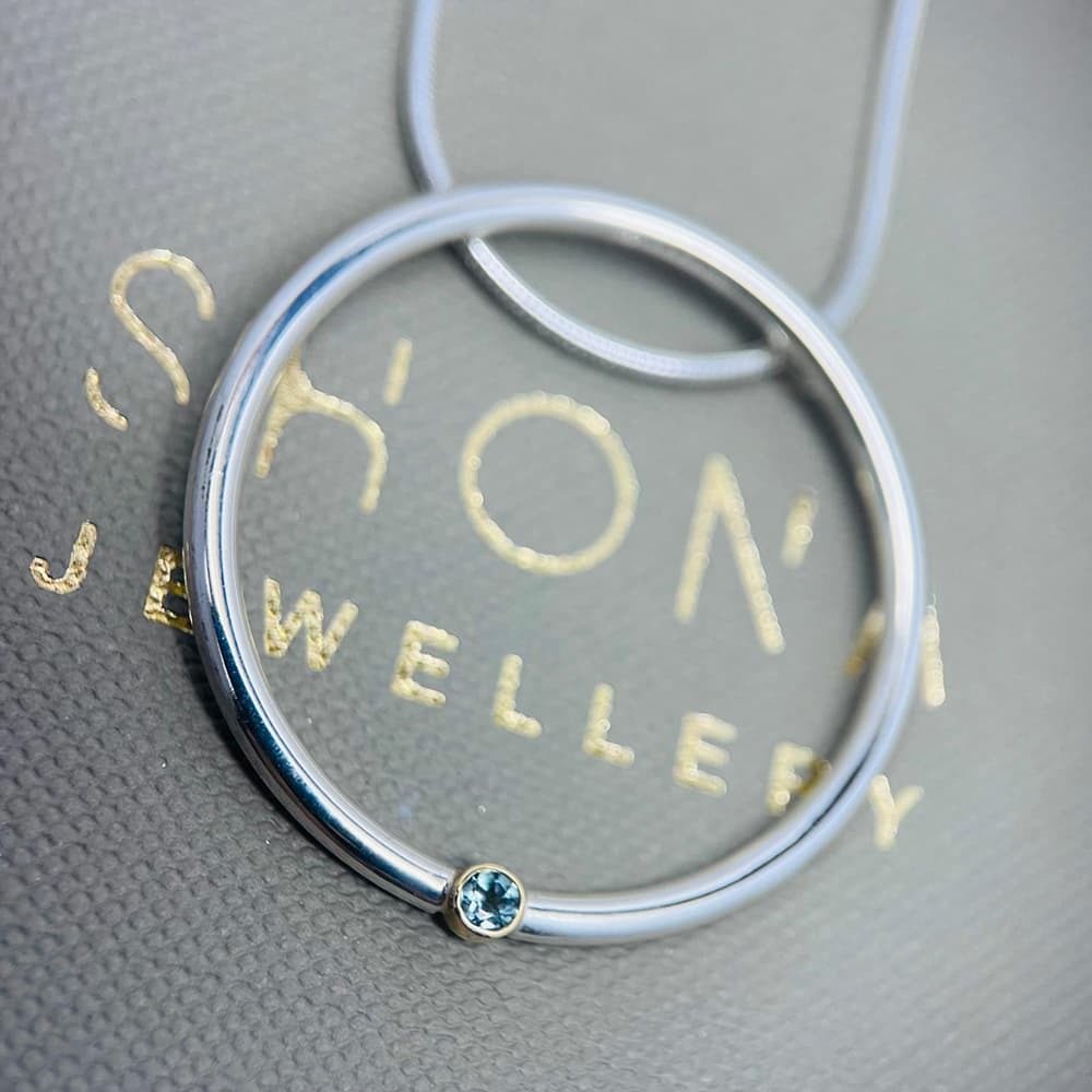 Aquamarine Circle Necklace