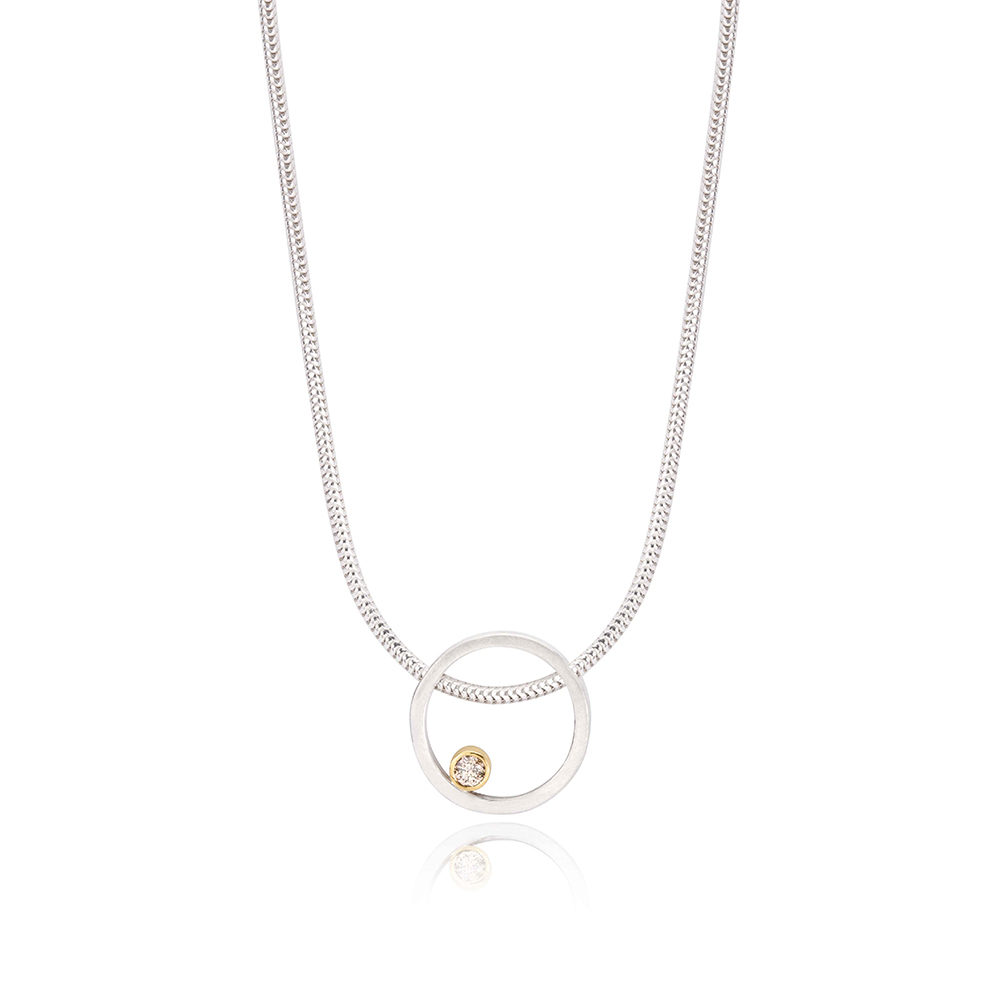 Champagne Diamond Circle Necklace