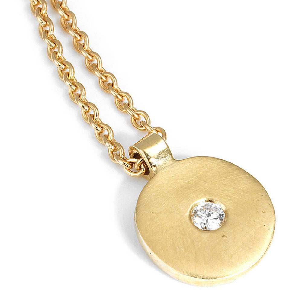 Diamond Gold Disc Pendant | Shona, Glasgow Jewellery Designer