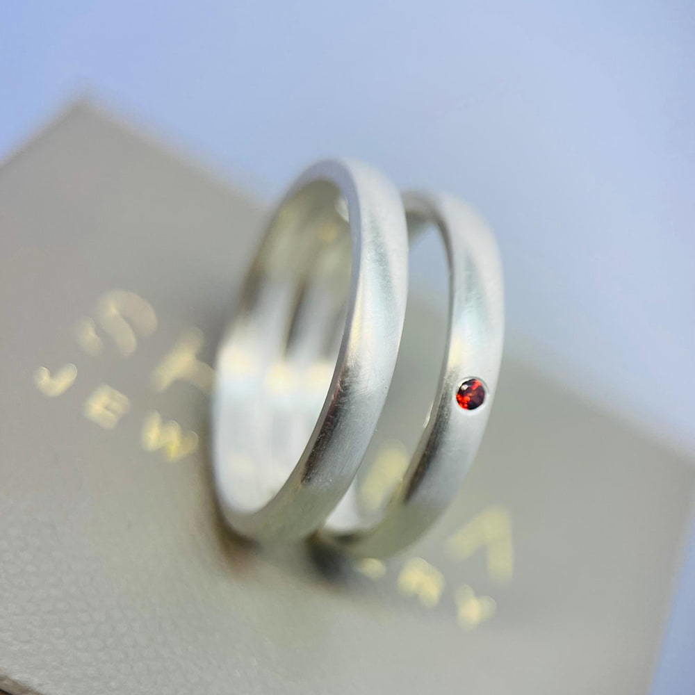 Double Band Garnet Ring