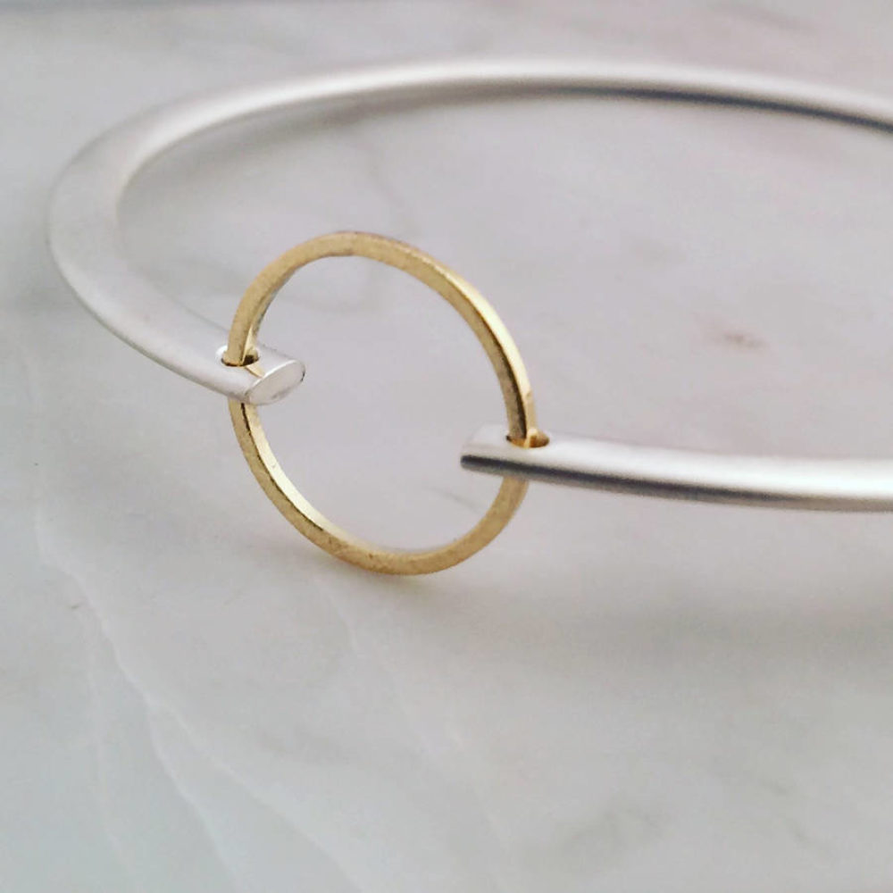 Gold Circle Silver Bangle Background