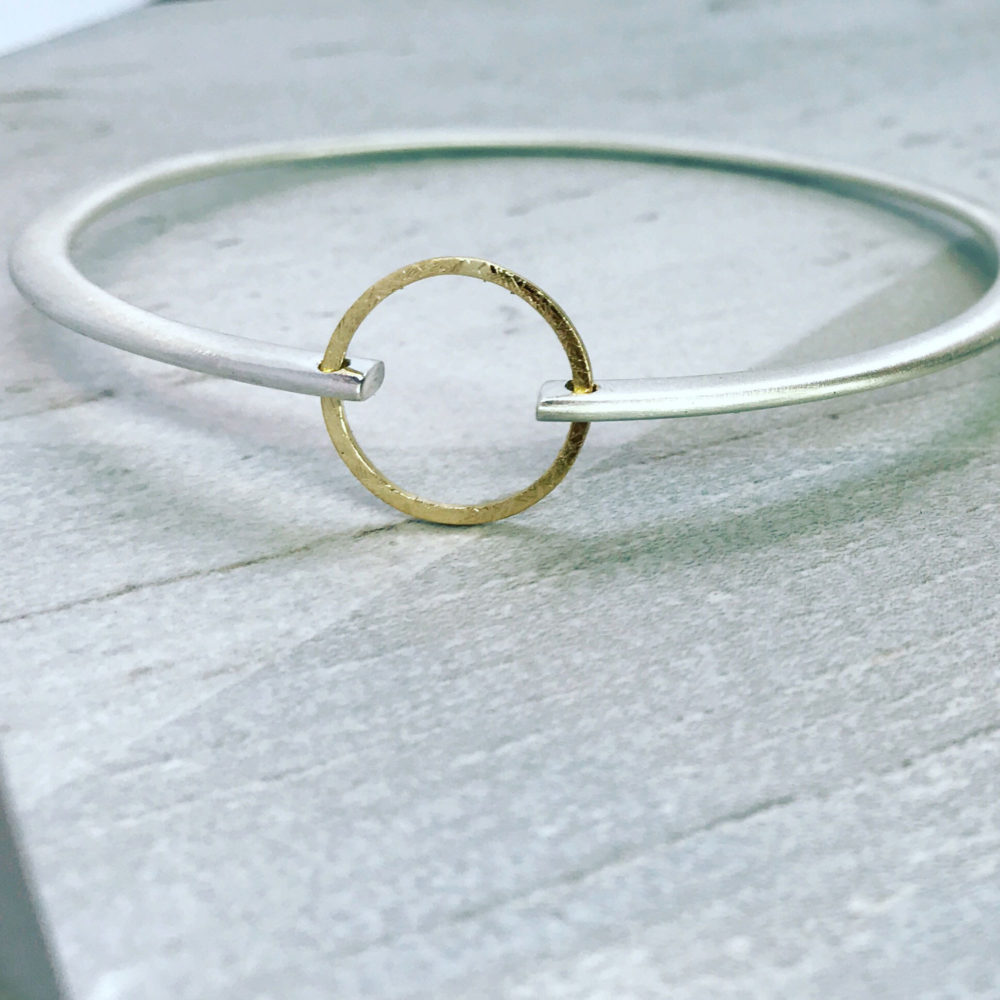 Gold Circle Silver Bangle Sup