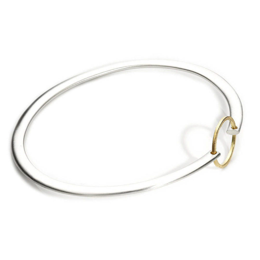 Gold Circle Silver Bangle