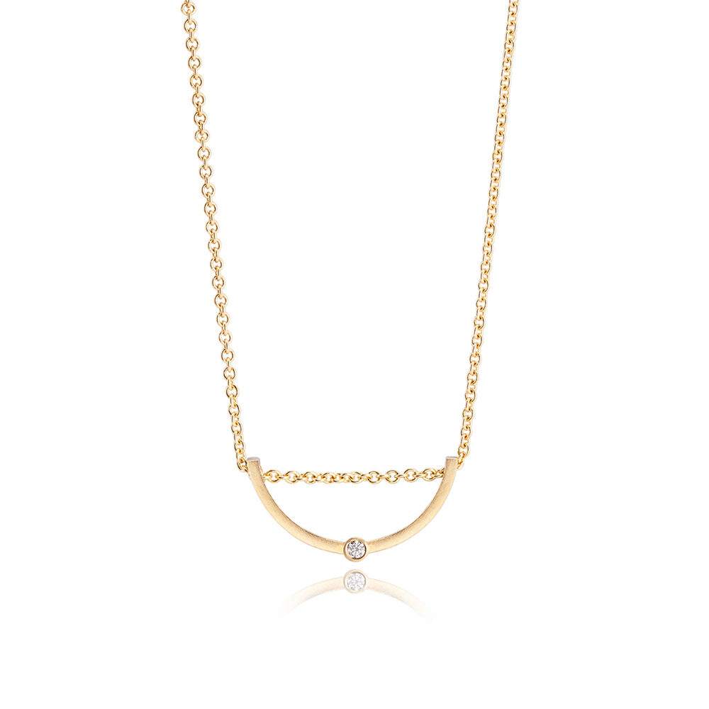 Gold Dimond Crscent Necklace