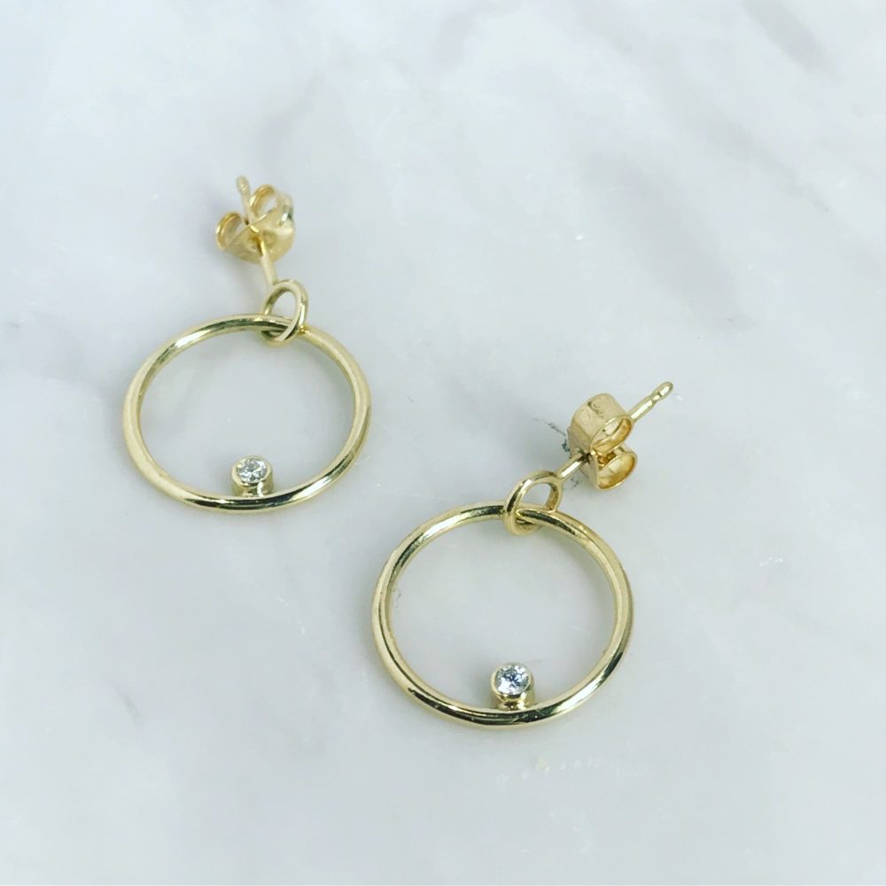 Gold Hoop Diamond Earrings Sup