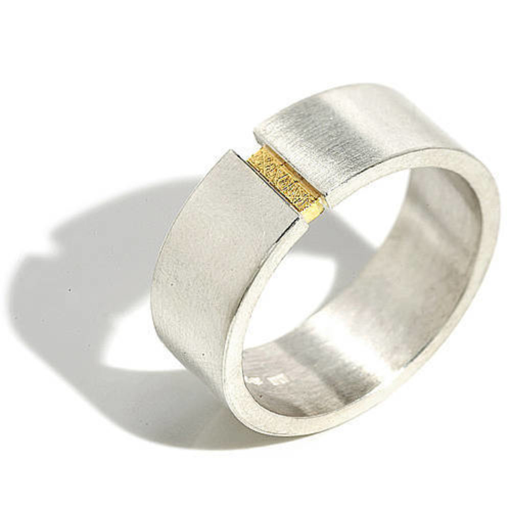 Gold Insert Wide Band Ring