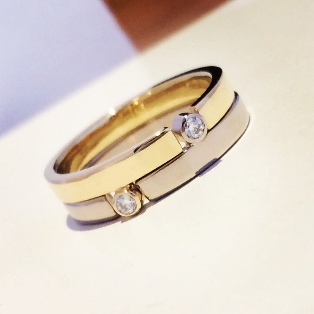 Two Tone Narrow Puzzle Ring Surface