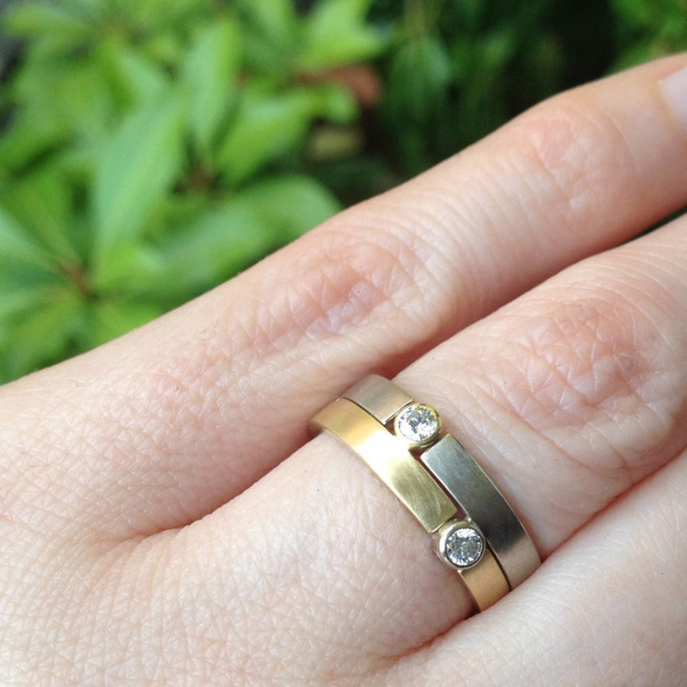 Two Tone Puzzle Ring Modelled