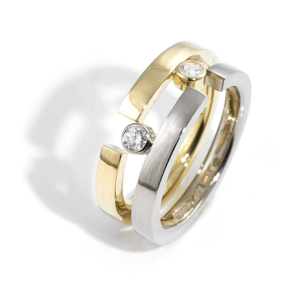 Two Tone Puzzle Ring Open